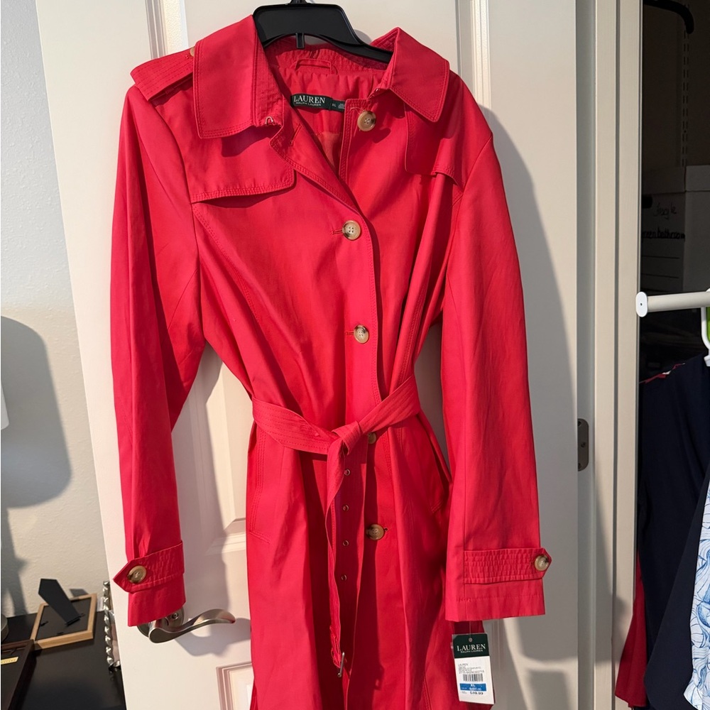 Ralph Lauren Vibrant Red/ pink Trench Coat